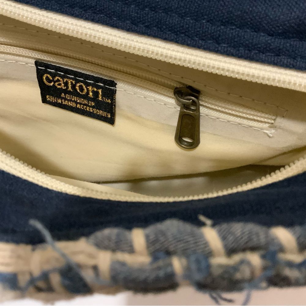 Catori "Boho" 100% Cotton Blue Denim/Beige Woven Rag Rug Crossbody/Shoulder Bag - Picture 6 of 11
